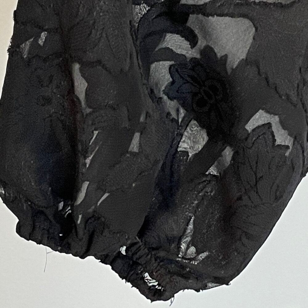 Sincerely Jules Black Floral Sheer Peplum Top - Picture 5 of 10